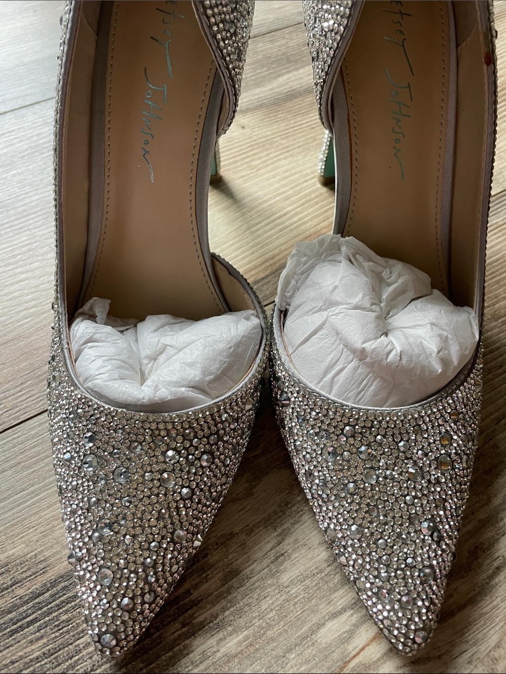 Betsey Johnson Silver Crystal Pointed Toe Pumps - Picture 3 of 6